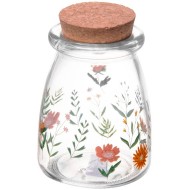 Pote 255ml Redondo De Vidro Com Tampa De Rolha Flora